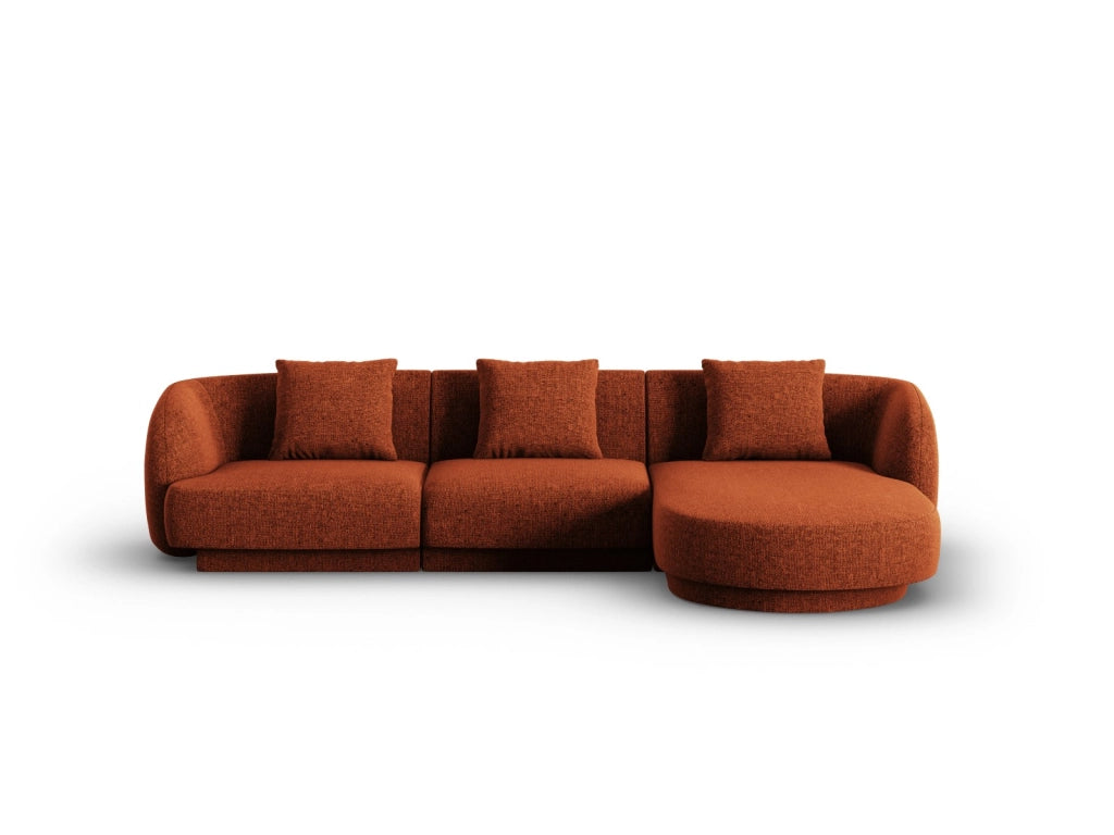 Cosmopolitan Design - Divano angolare destro "Tulum" 4 posti in ciniglia terracotta 