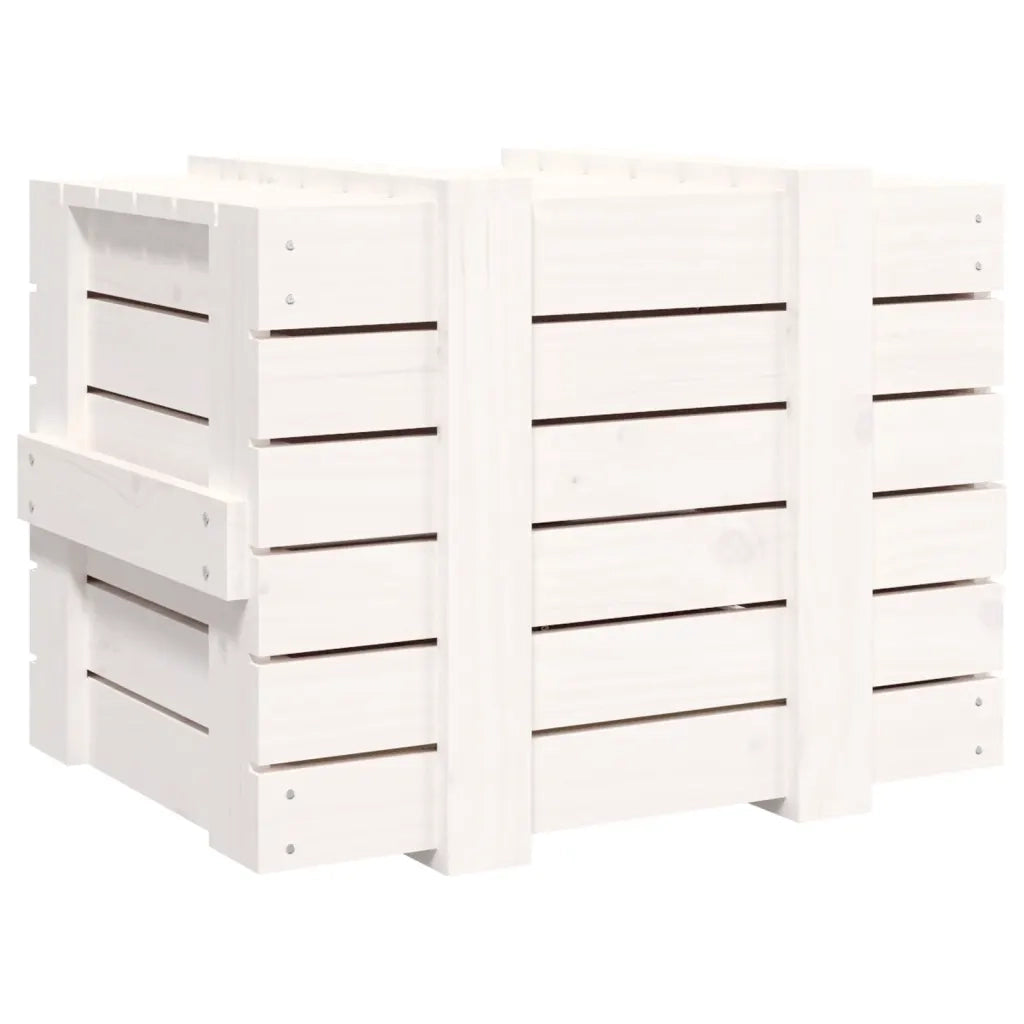 Contenitore Portaoggetti Bianco 58x40,5x42 cm Massello di Pino 824994