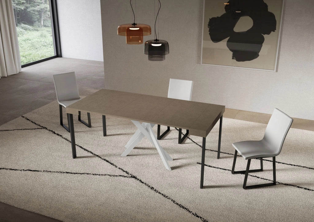 Consolle Allungabile 90-196x40x77 cm Saki Small Tortora Gambe Bianche