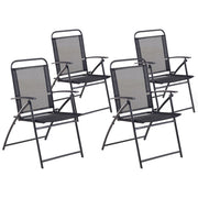 Set di 4 sedie da giardino con struttura in acciaio Nero pieghevole resistente agli agenti atmosferici