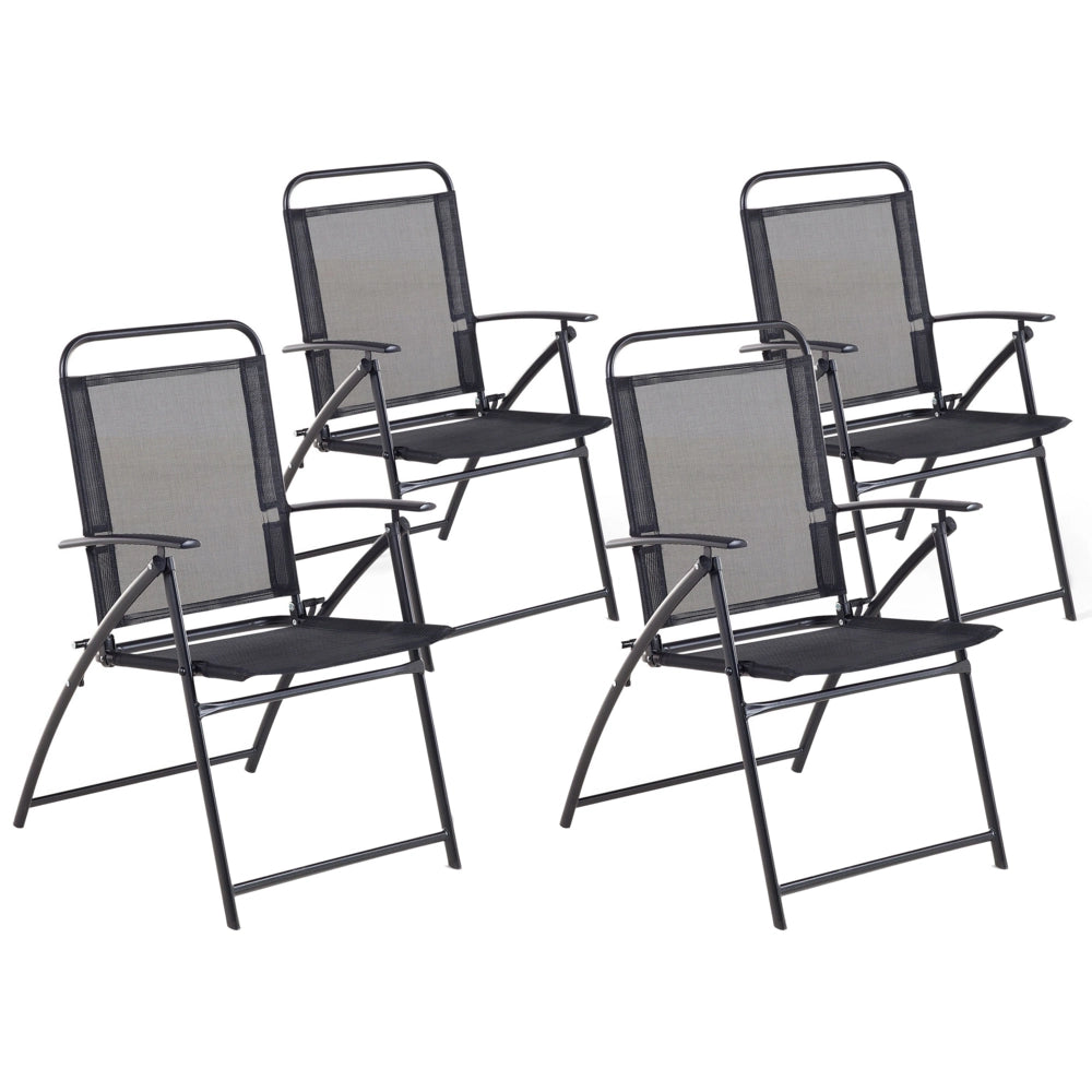 Set di 4 sedie da giardino con struttura in acciaio Nero pieghevole resistente agli agenti atmosferici
