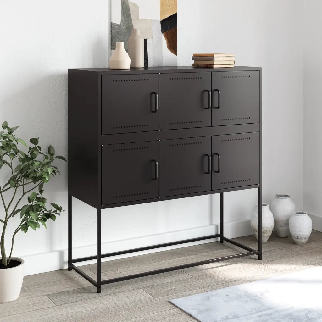 Credenza | Madia | Buffet da pranzo | Armadio da pranzo Nera 100,5x39x107 cm in Acciaio