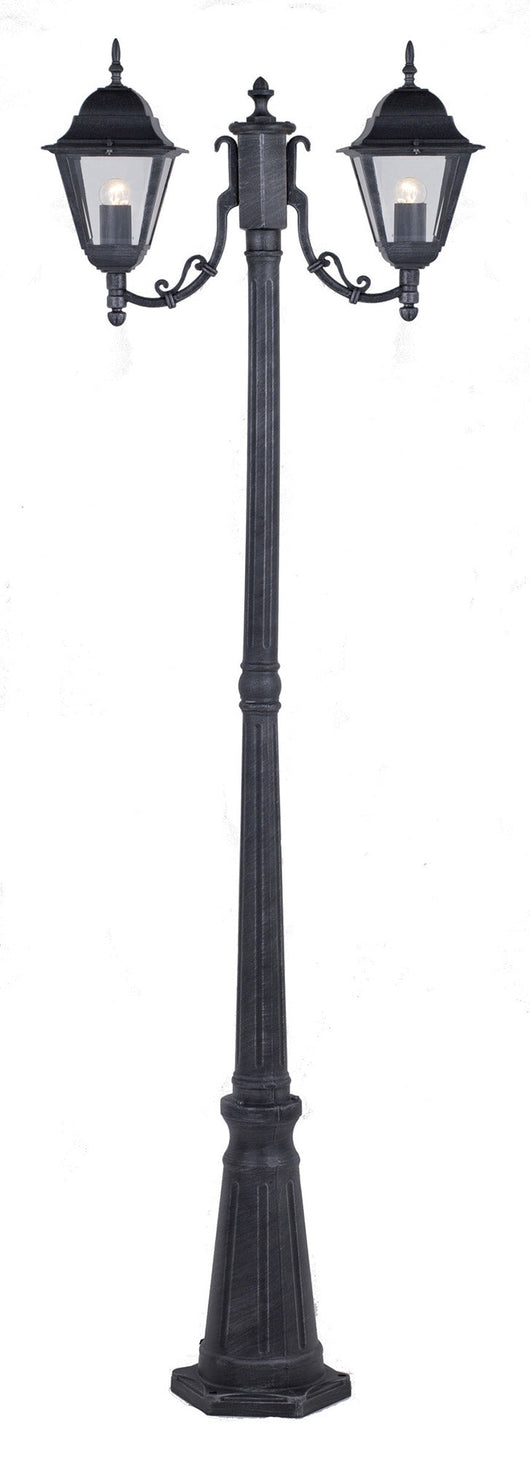 Lampione 2 Luci da Giardino H200cm in Alluminio Bauer Grigio