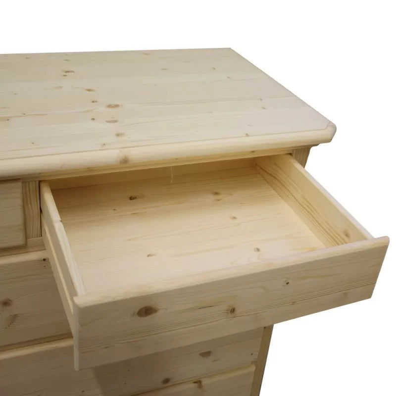 cassettiera classica 5 cassetti legno massello di abete grezzo 118x52x99 (306) - Mobili 2G