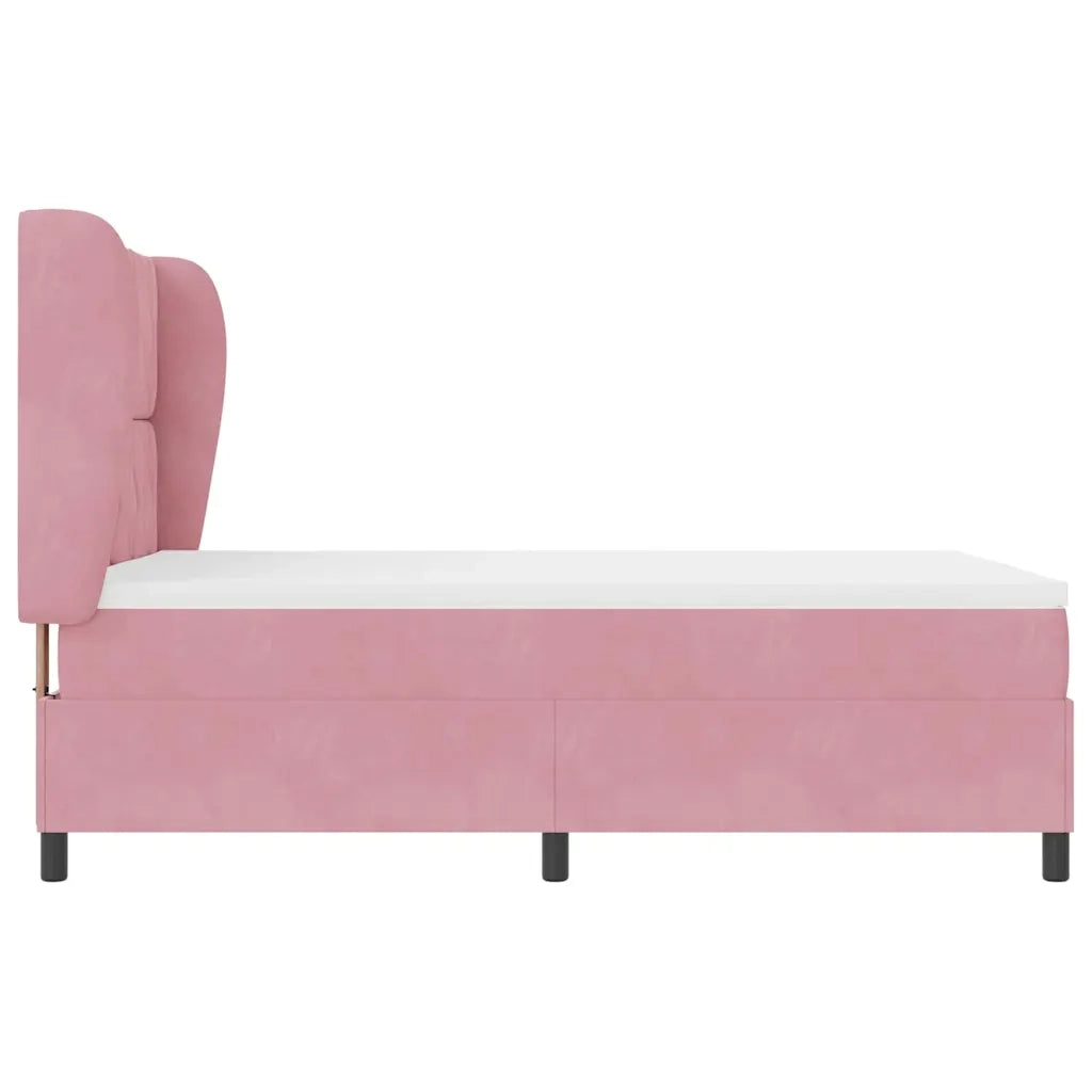 Letto a molle con testiera Rosa 190 x 140 cm Velluto 3340981