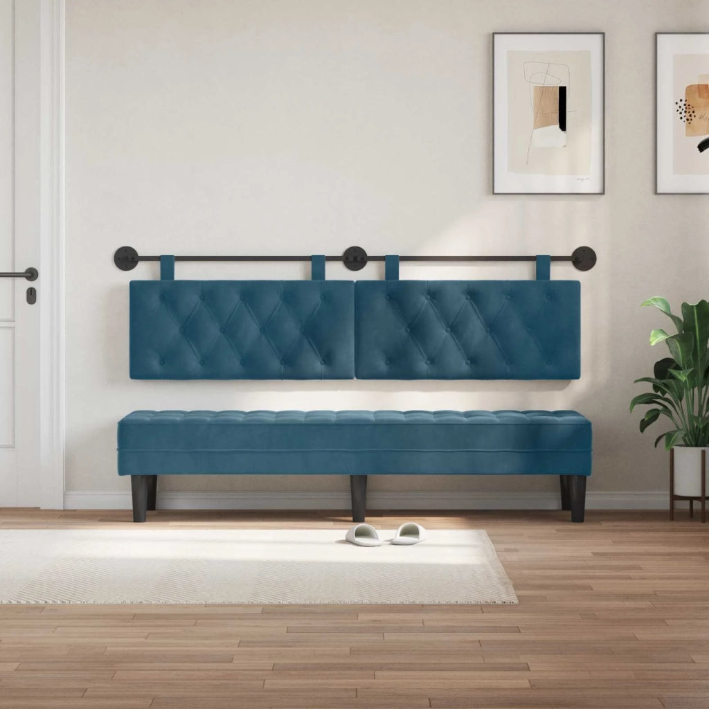 Testiera sospesa Con luce LED Blu Velluto