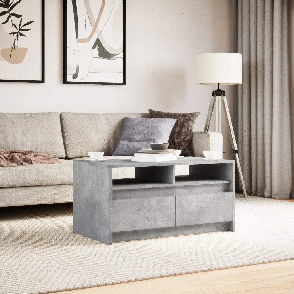 Tavolino da Salotto con Luci LED Grigio Cemento in Truciolato 851994