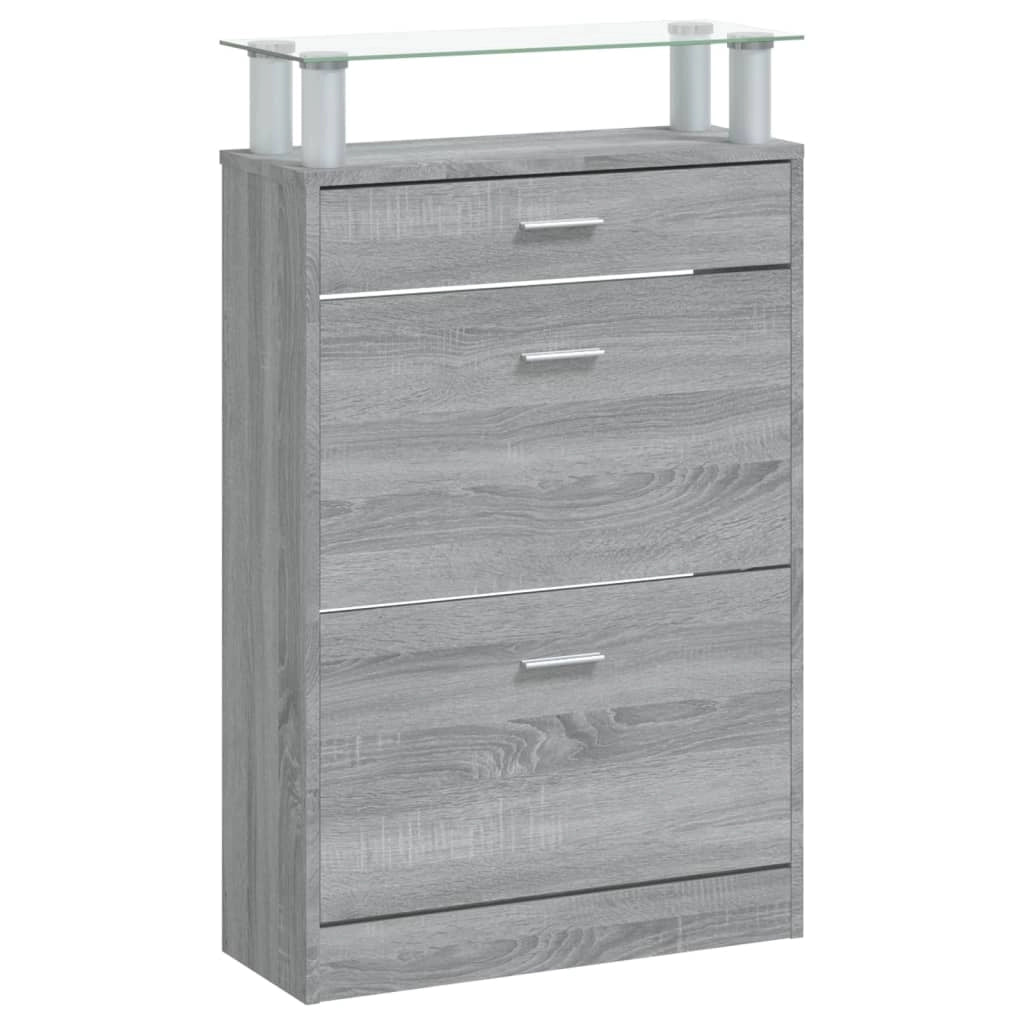 Scarpiera scarpiera mobile portaoggetti ingresso corridoio soggiorno Sonoma 63 x 24 x 104 cm multistrato grigio 02_0022085