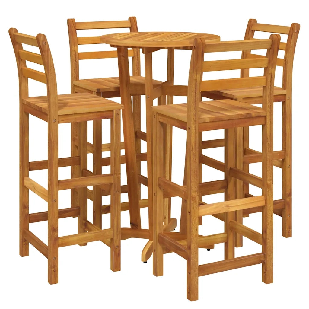 Set da Pranzo per Giardino 5 pz in Legno Massello di Acacia cod mxl 40034