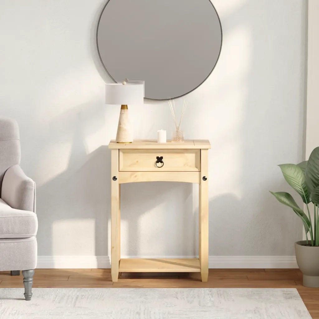 Tavolino Consolle-Tavolino da soggiorno-Tavolo Corona 55x35x73 cm in Legno Massello di Pino