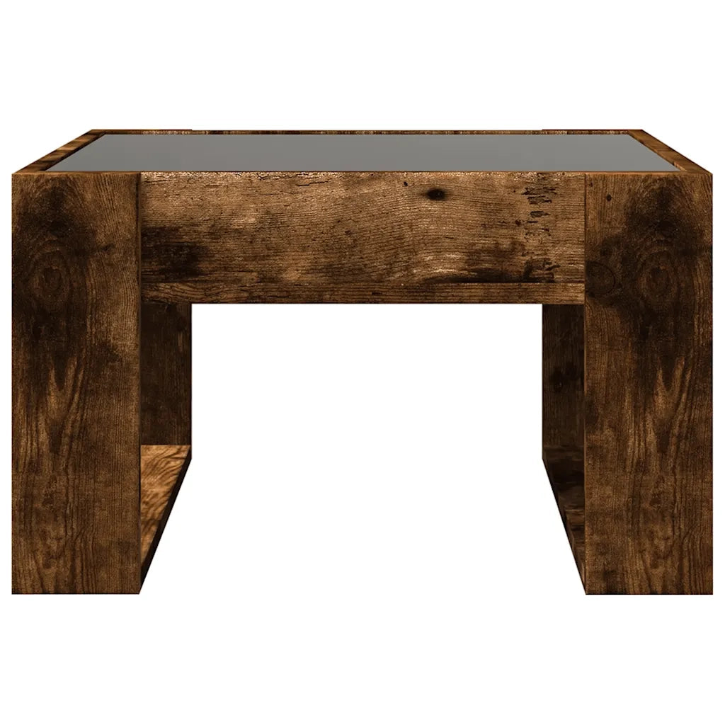 Tavolino da Salotto con LED Infinity-Tavolino da soggiorno Rovere Fumo 50x53x30 cm