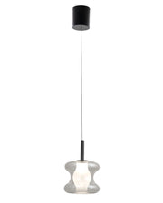 Lampada a Sospensione Frua in Metallo e Vetro Borosilicato Grigio Trasparente, LED 8W Integrato, CCT 2700K-3000K-4000K, Dimmerabile a step - Frua