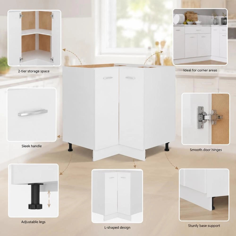 Corner Base Cabinet Lyon White 75.5x75.5x81.5 Cm Wood-based Material