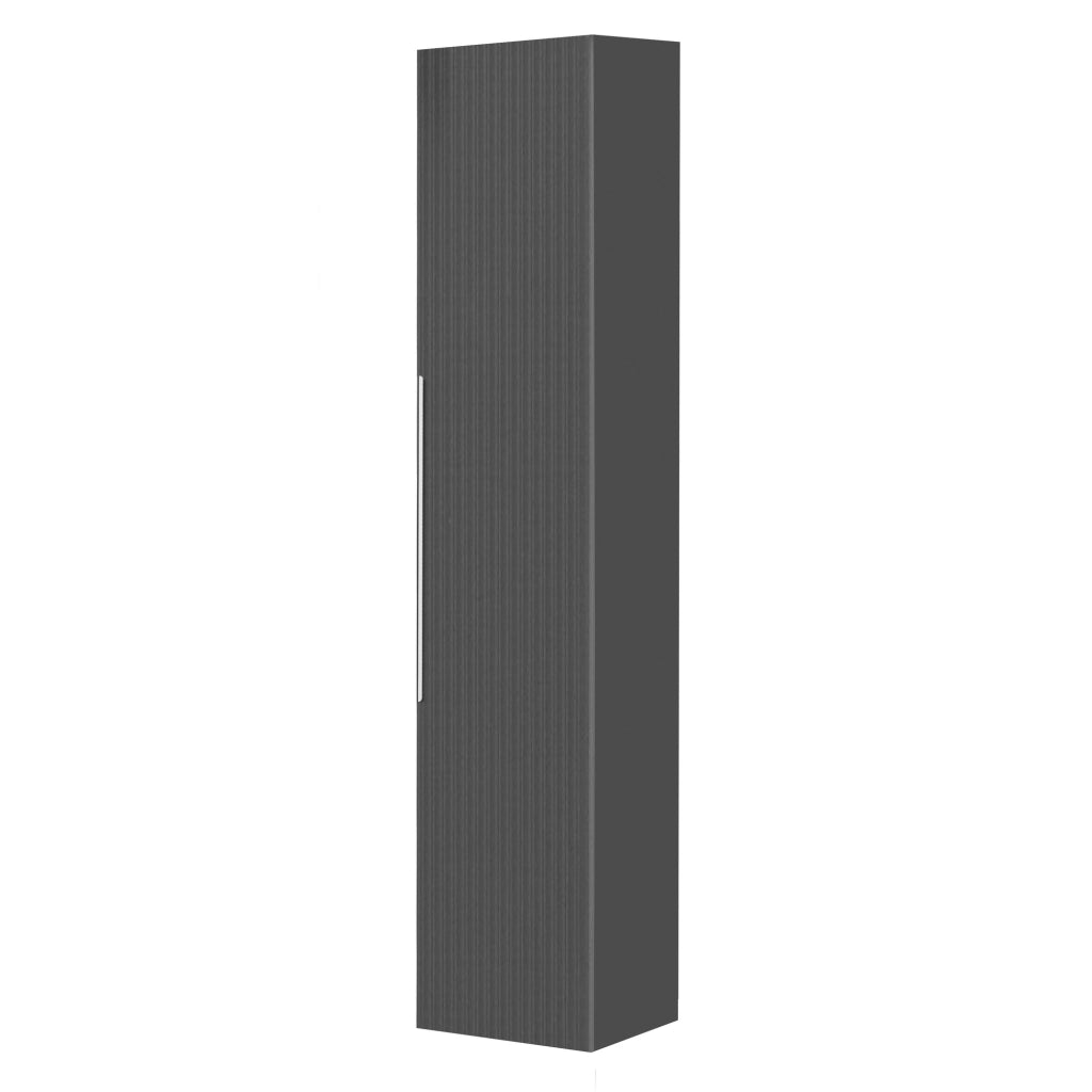 Pensile bagno sospeso 150 cm grigio cannettato con anta e ripiani Zena