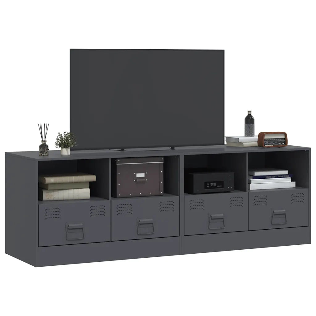 Mobili TV 2 pz-Set di 2 Credenza per TV Antracite 67x39x44 cm in Acciaio 304221