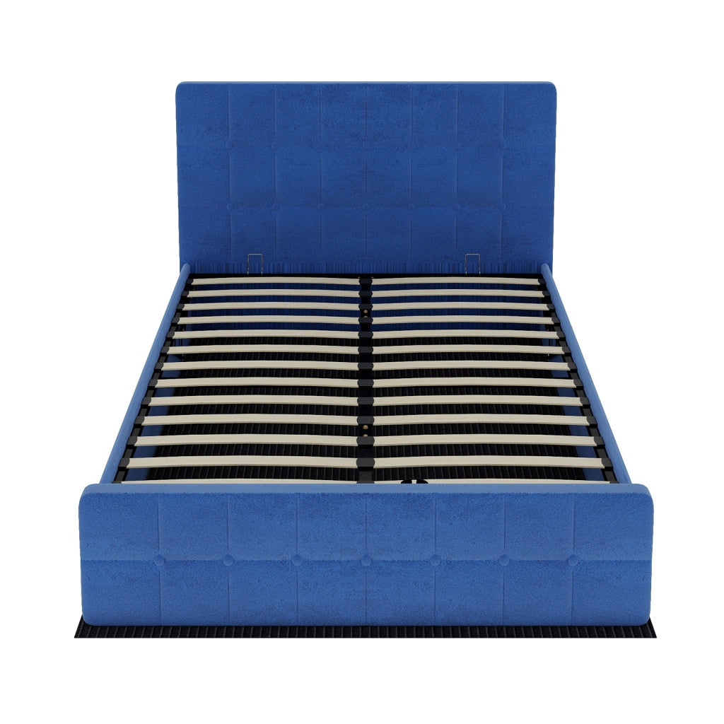 letto imbottito in velluto blu 140 x 200 cm