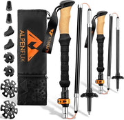 Wand stecchi Premium opieggibili, trekking stecchi, stecchi Nordic Walking, leggeri e regolabili con chiusura a morsa e manico in legno di canna per signore e signori