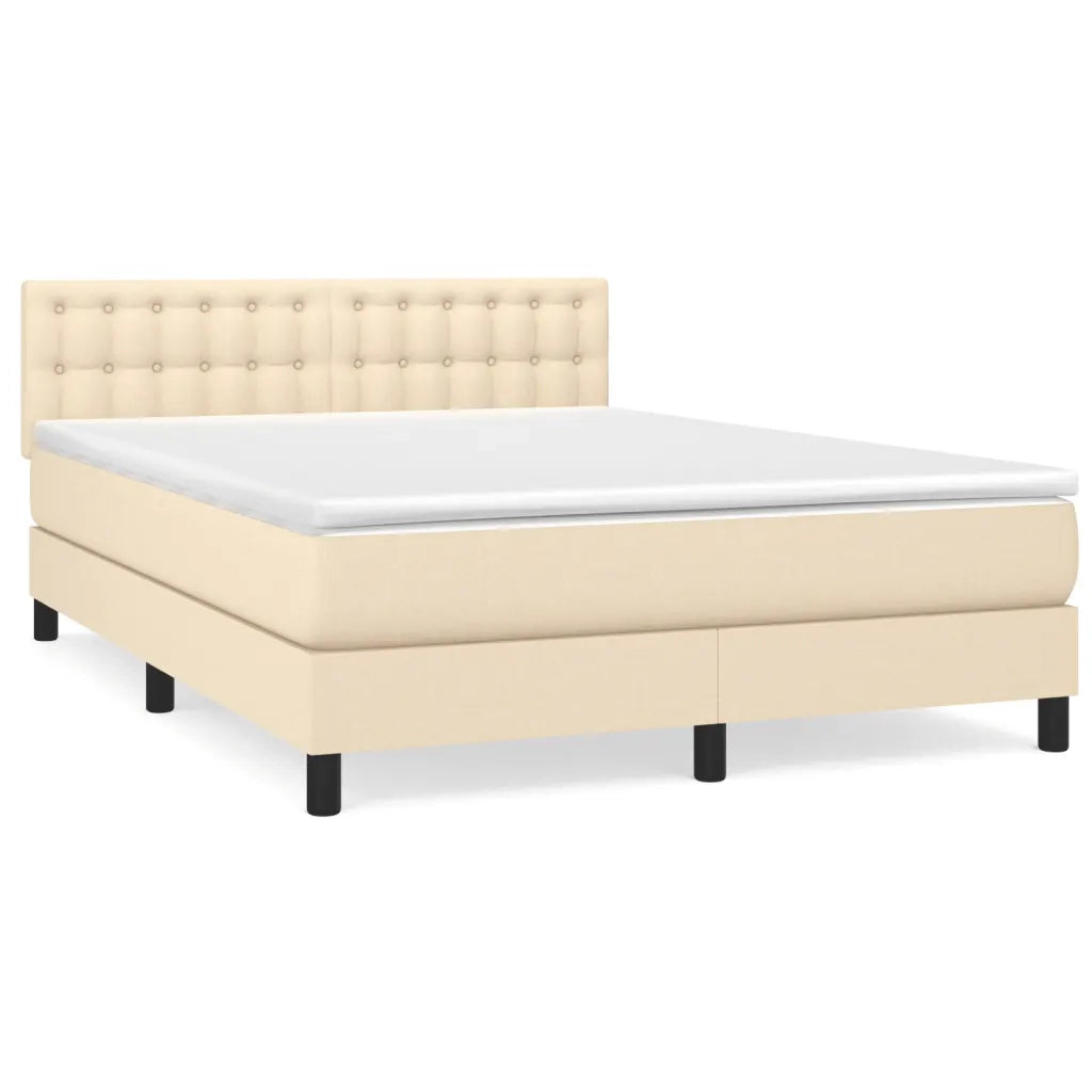 Giroletto a Molle con Materasso Crema 140x200 cm in Tessuto