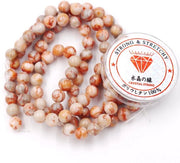 Kralen con corda per la creazione di accessori per l'artigianato Pietre per collane per uso DIY Pietre energetiche per bracciale curativo 10 mm = 76 pezzi e 1 rotolo di corda Pietra di giada rossa 10 mm