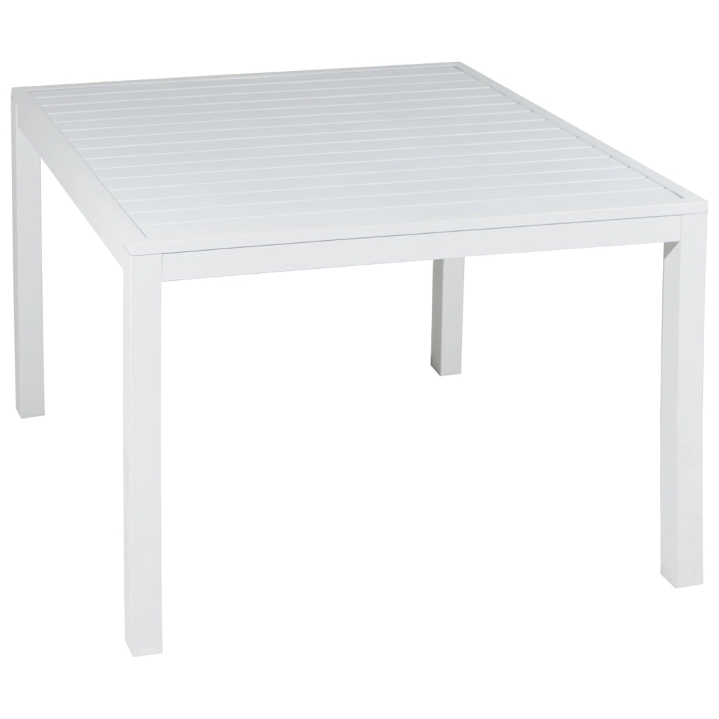 Set di mobili da giardino componibili IBIZA in tessuto blu, 7 posti a sedere - alluminio bianco