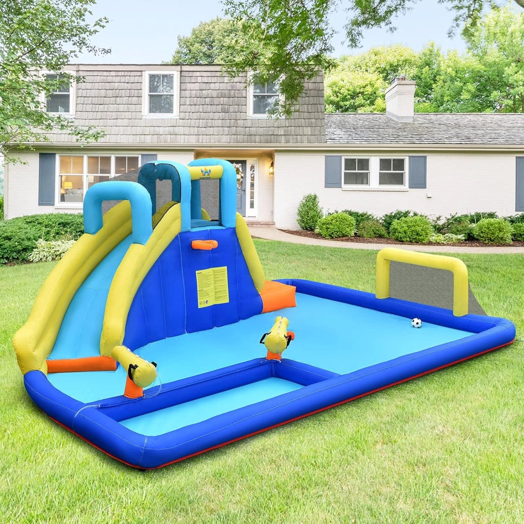 Castello Gonfiabile Per Bambini, Con Scivoli, Muro da Arrampicata e Piscina, Per 3 Bambini 3-10 Anni, Con Borsa di Trasporto e Kit Riparazione (Con soffiatore)