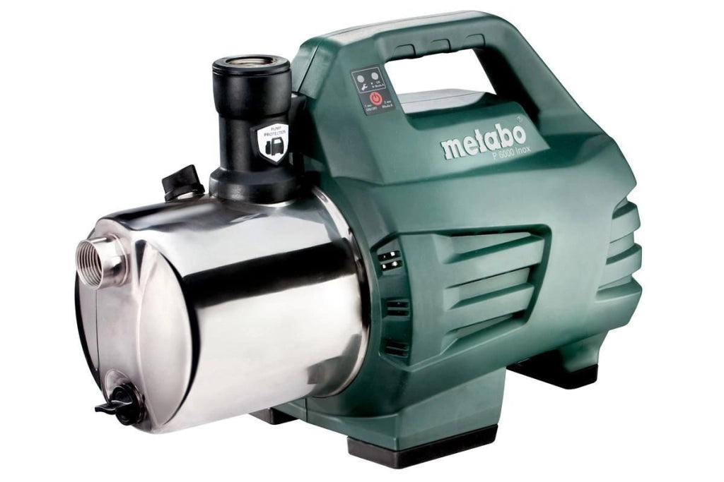 Metabo 600966000 P 6000 Inox Pompa di superficie con cavo 1300 W 5,5 bar 6000 l-h colore Verde Acciaio inox