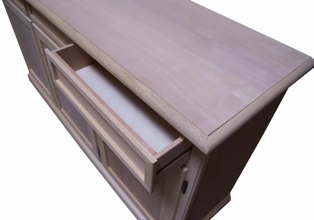 Madia credenza in legno grezza 3 ante  l.156 p.42 h.86 - Mobili 2G