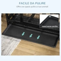 Gabbia Box per Cani Cuccioli da Interno Esterno con Rotelle 92×62×75cm