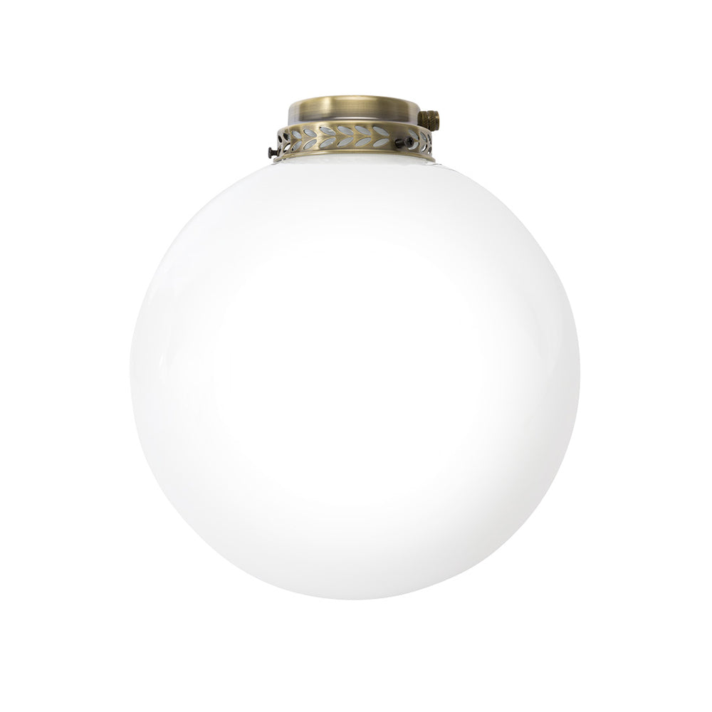 Kit Luce Vetro Bianco Grande Con Portalampada Cromo Lucido
