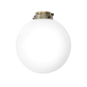 Kit Luce Vetro Bianco Sfera Grande Con Portalampada Ottone Brunito