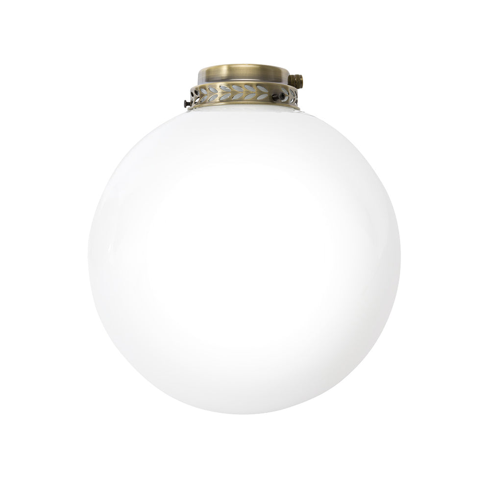 Kit Luce Vetro Bianco Sfera Grande Con Portalampada Ottone Brunito