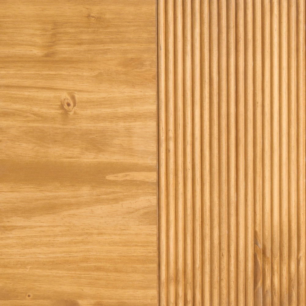 Letto con rete in legno di pino naturale color marrone chiaro, 120 x 200 cm, con testiera in stile scandinavo