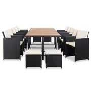 Set da Pranzo da Giardino 15 pz con Cuscini in Polyrattan Nero 46425