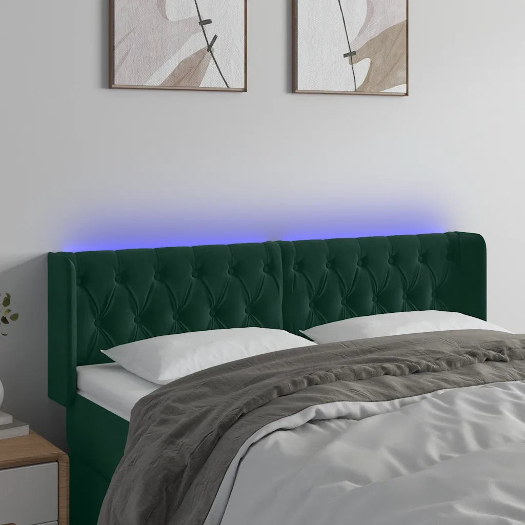Testiera | Testata a LED Verde Scuro 163x16x78/88 cm in Velluto