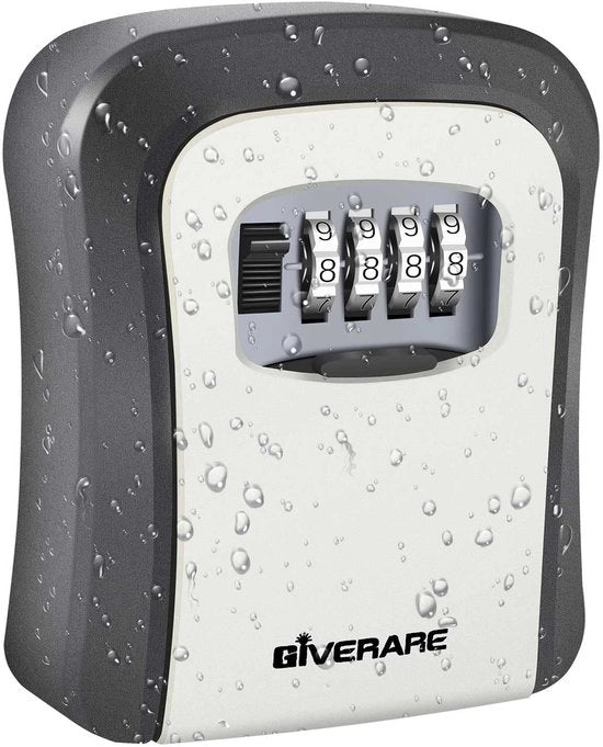 Safeluce con Montaggio a Parete, Combinazione a 4 cifre per Esterni, Spaccaschegge per Chiavi Idrorepellente, Cassetto di Sicurezza con Montaggio e Reset, con Kit di Montaggio