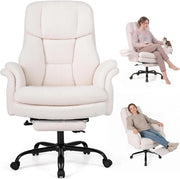 Sedia da Ufficio Ergonomica, Portata 150 kg (Bianco) | Sedia Scrivania con Rotelle Girevole, Braccioli Regolabili su 5 Livelli e Poggiapiedi Retrattile, per Casa e Ufficio
