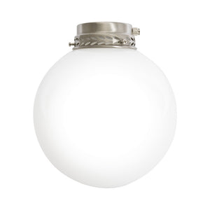 Kit Luce Vetro Bianco Sfera Piccola Con Portalampada Cromo Lucido