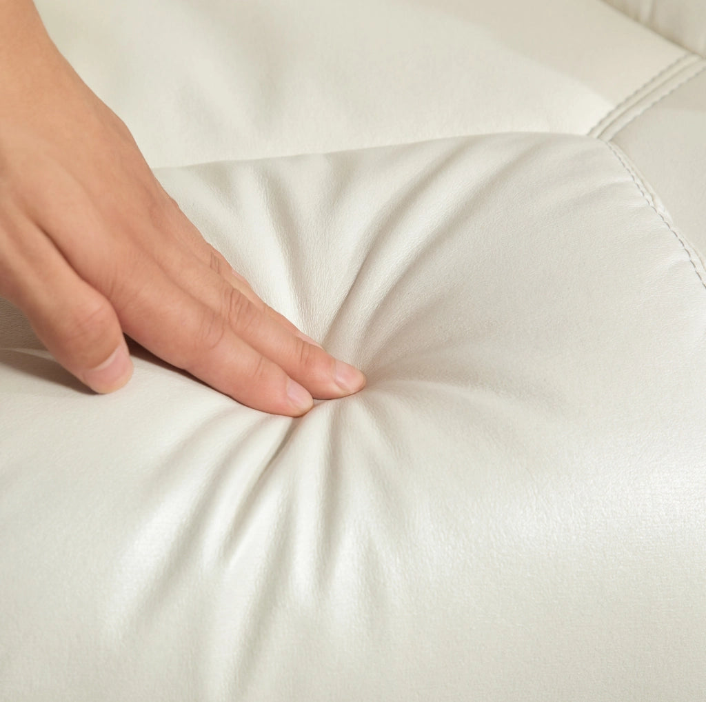 Poltrona relax reclinabile con poggiapiedi, crema