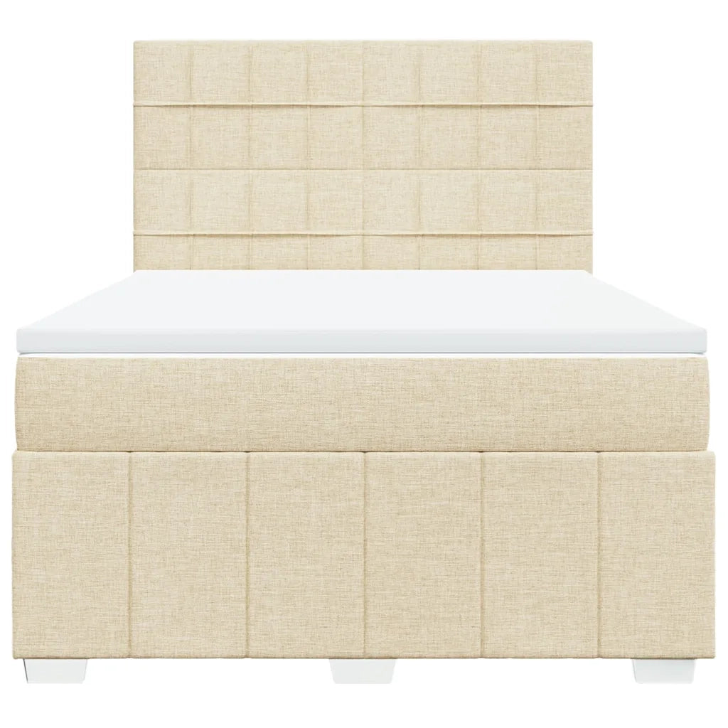 Giroletto a Molle con Materasso Crema 160x200 cm in Tessuto