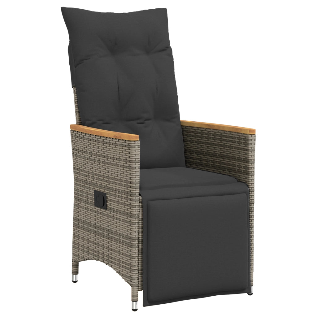 Set da Pranzo da Giardino con Cuscini da 7 Pezzi Grigio Polyrattan