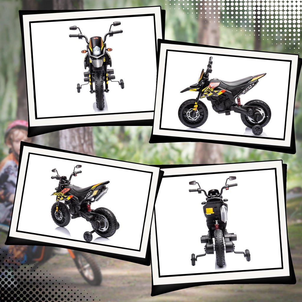 Motocicletta Elettrica per Bambini con Ruote di Supporto e Luci LED ¨C zephmum ¨C Giallo