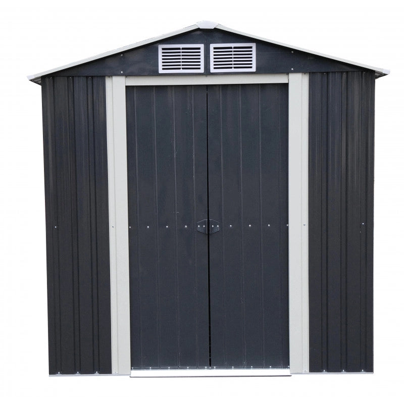 Casetta da giardino in metallo 195x131 cm – Capanno con superficie 2,55 m² – Tetto due falde – Doppia porta 75 cm – AM2013.2 Foresta