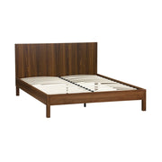Letto con rete a doghe e testiera 160x200cm decorazione legno, noce