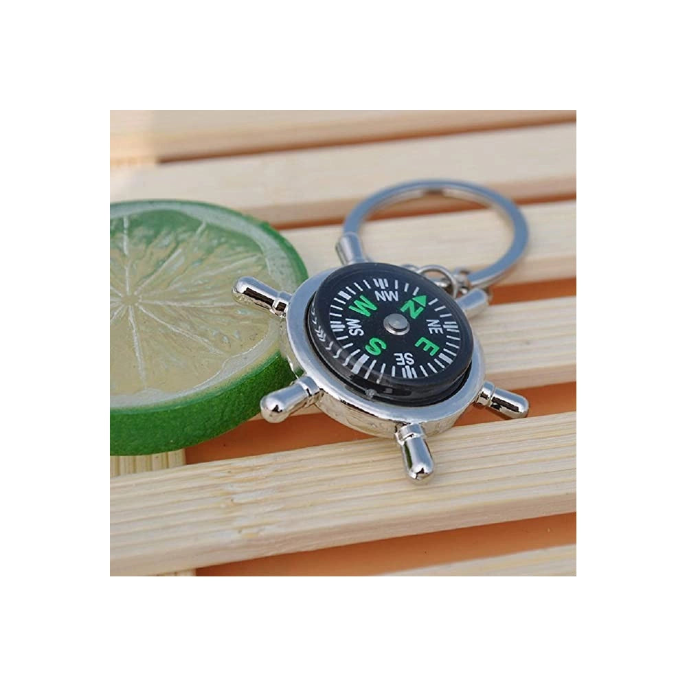 Trade Shop - Portachiave Porta Chiave Bomboniere Forma Di Timone Con Bussola Accessorio Uomo -