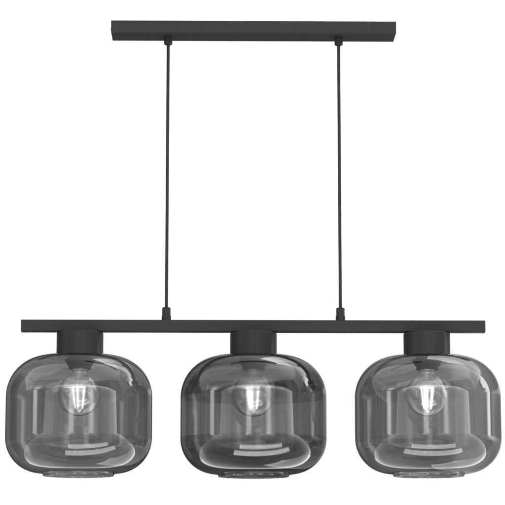 Lampada sospesa Galante 3xE27 nera fumé Luminex