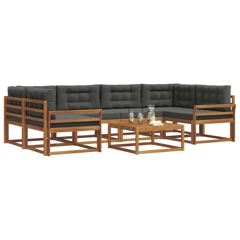Set di divani da esterno con cuscino 7 pcs Naturale e Antracite