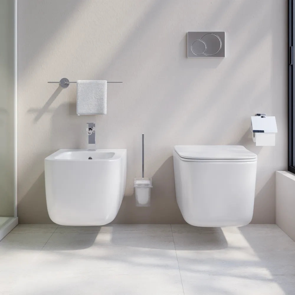 Coppia di sanitari sospesi vaso tornado e bidet bianco lucido | Lubiana