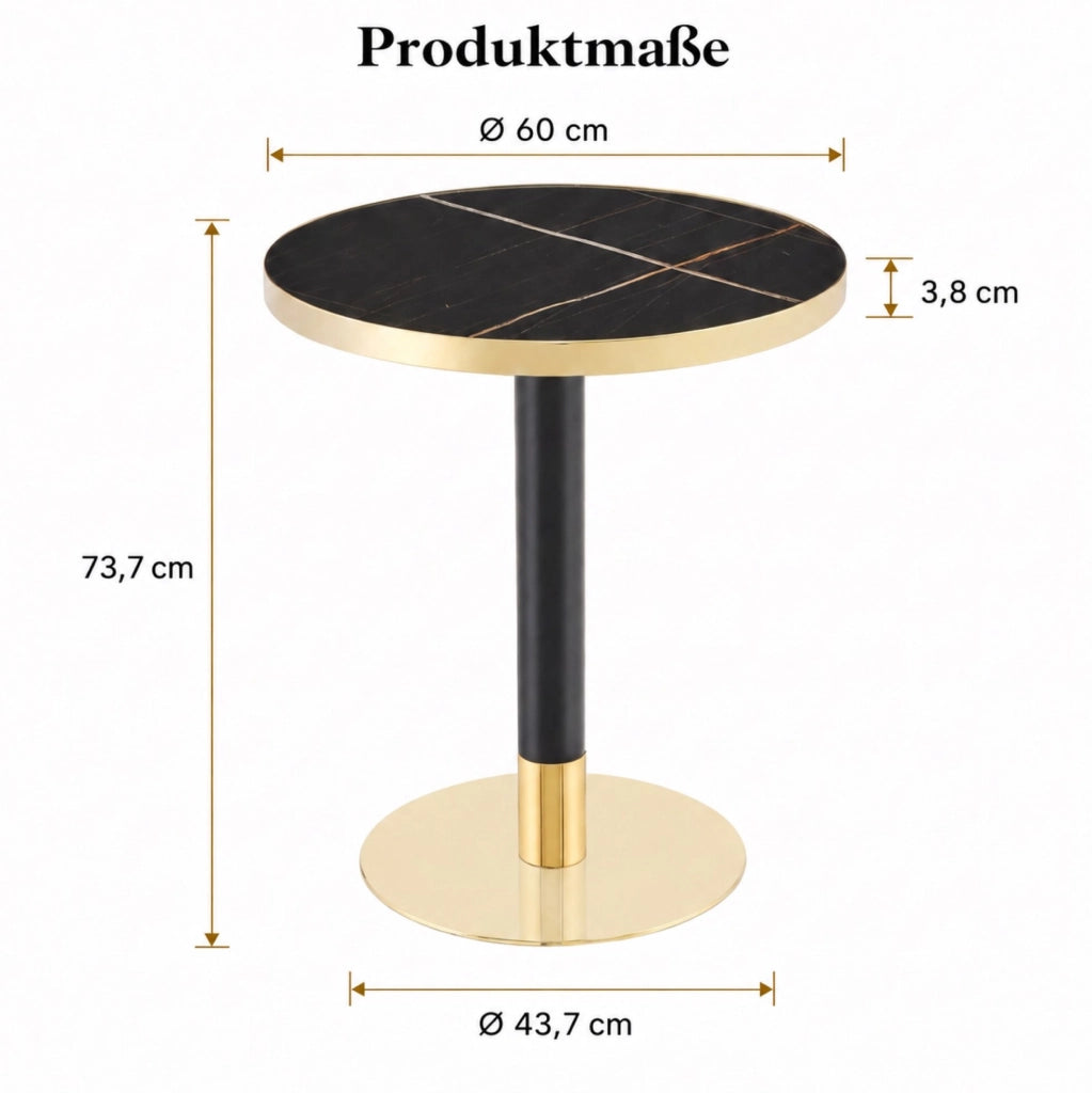 Tavolino rotondo 60 cm nero in MDF e metallo; base stabile