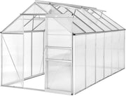 Serra da Giardino con Telaio in Alluminio Anodizzato, Serra per Orto con Lastre Alveolari Termoisolanti, Serra con Porta Scorrevole, Finestra a Tetto per Ventilazione - 375x185x195 cm