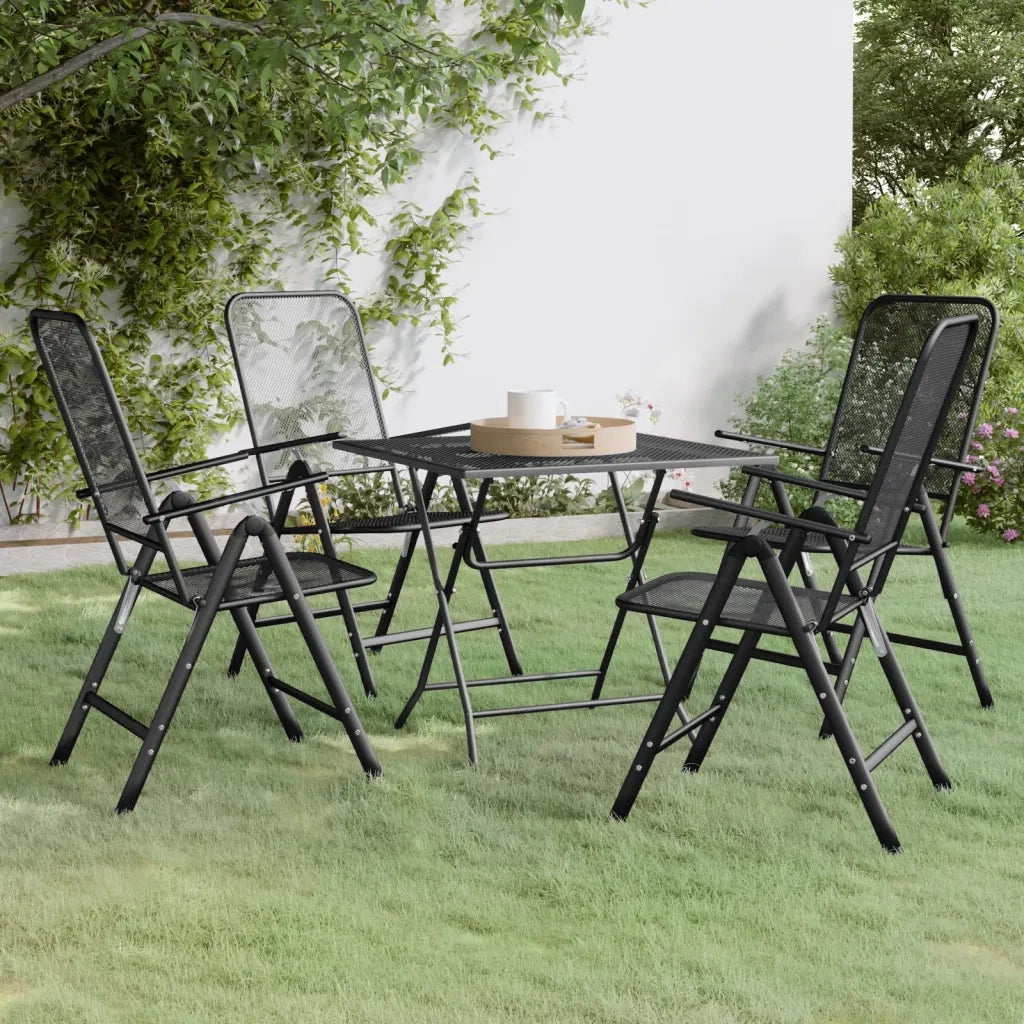 Set da Pranzo per Giardino 5pz Rete Metallica Espansa Antracite 3084722